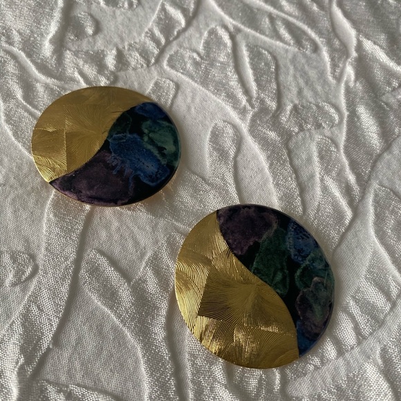 Vintage large stud earrings - Picture 1 of 4